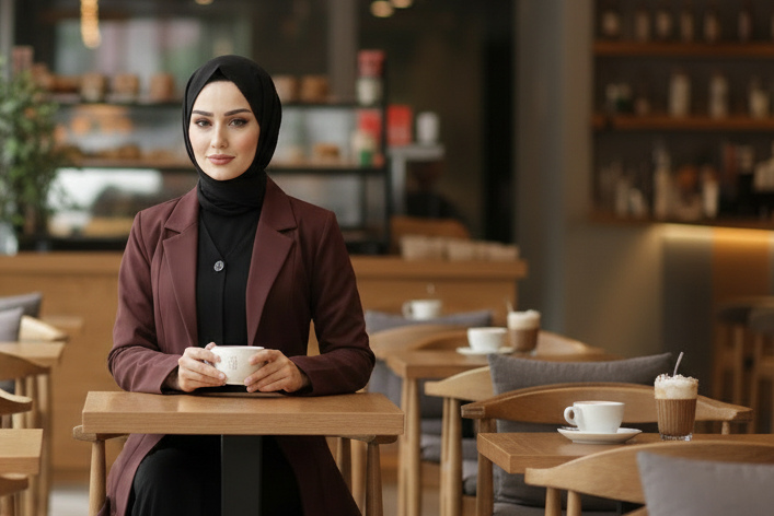 Maroon elegant blazer abaya