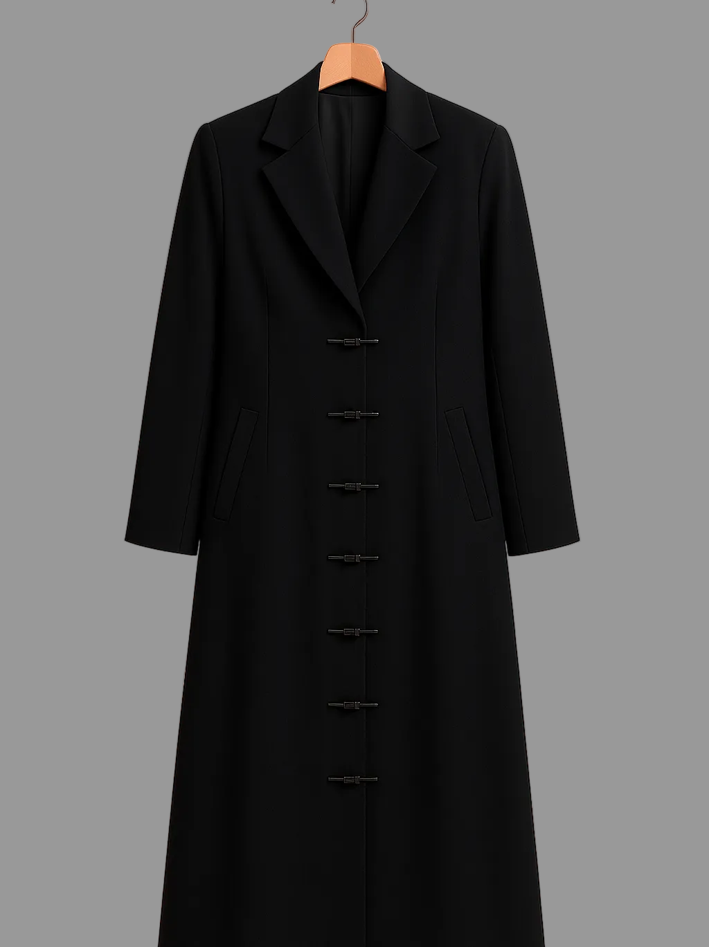 Black Blazer Abaya with Elegant Buckles