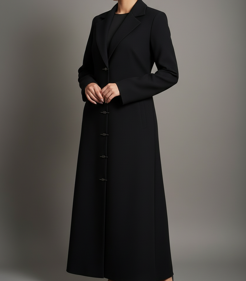 Black Blazer Abaya with Elegant Buckles