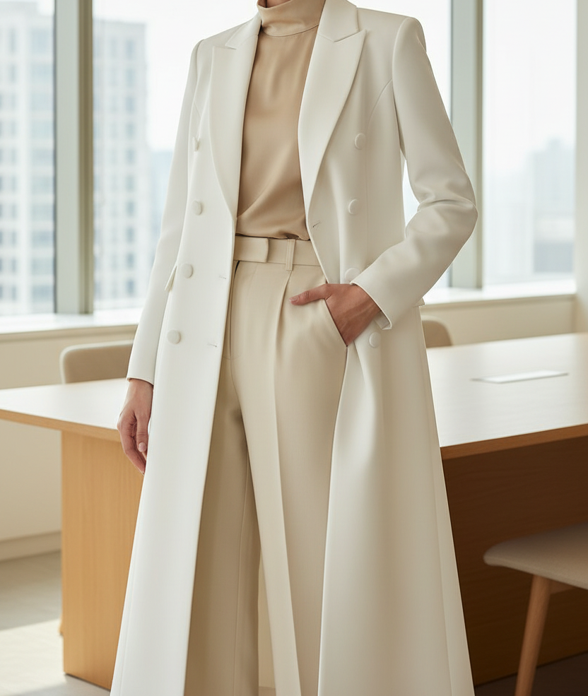 Pearl white executive abaya