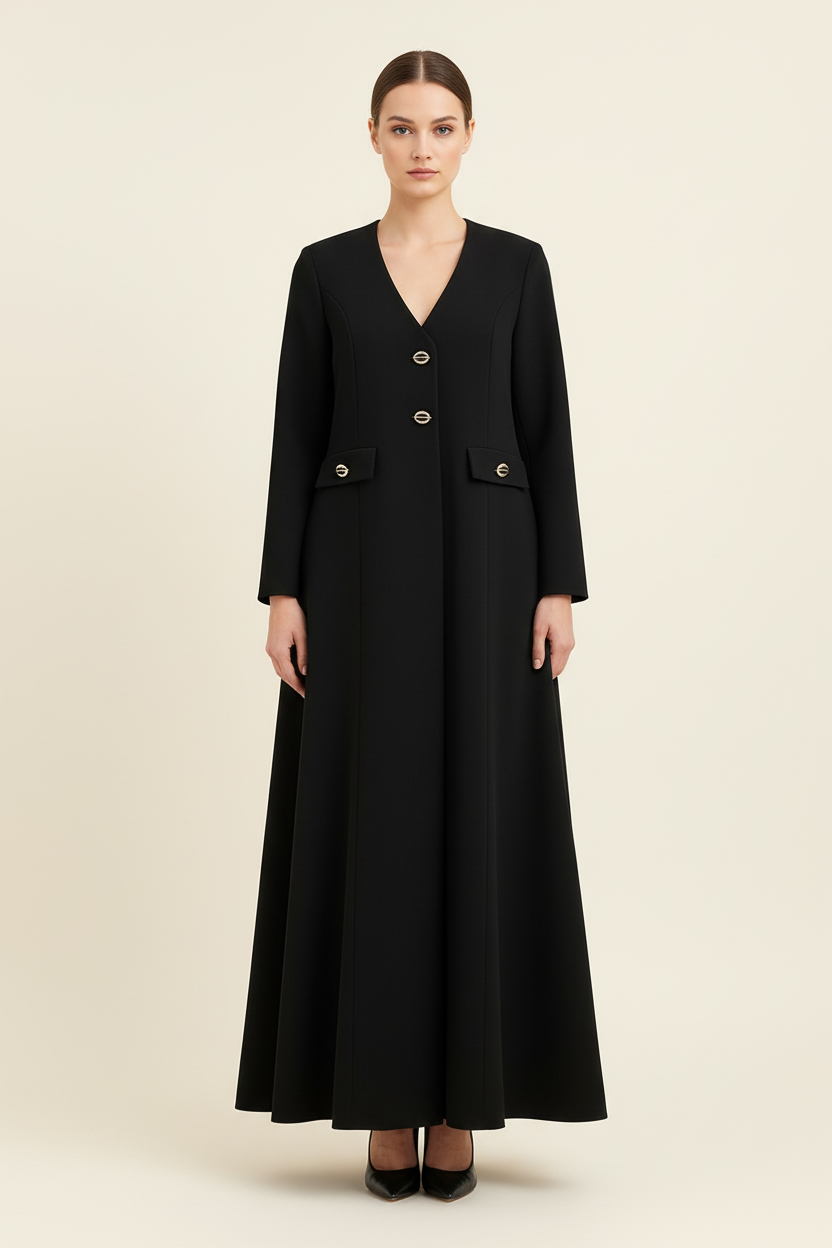 Structured black abaya